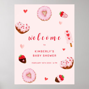 Rosa Baby Donuts Welcome Baby Shower Poster