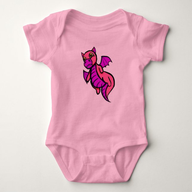 Rosa Baby Dragon Creeper Tee Shirt (Framsida)