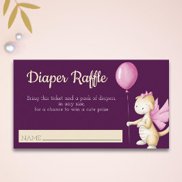 Rosa Baby Dragon med ballongförråd Raffle Tilläggskort