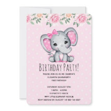 Rosa Baby Elephant och Ro Gräns Baby Shower