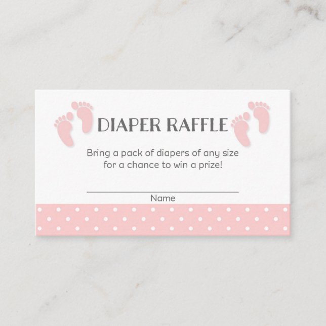 Rosa Baby Feet Baby Shower Diaper Raffle Biljett Tilläggskort (Framsida)