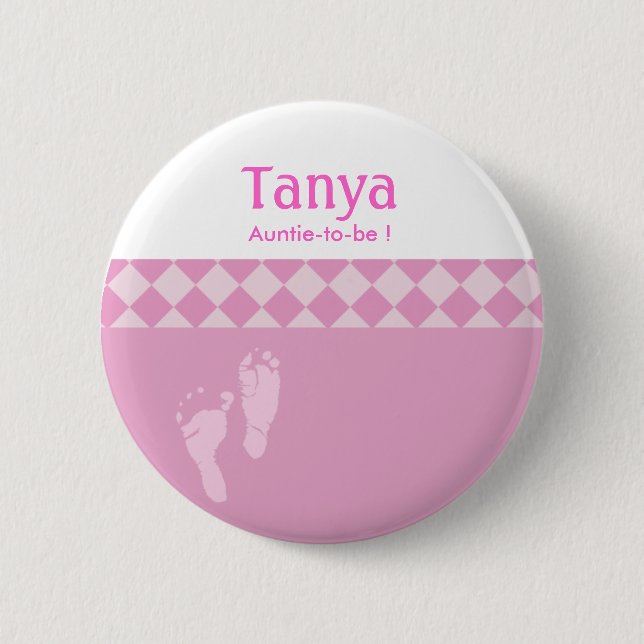 Rosa Baby Feet Baby Shower Namn bricka-knapp Knapp (Framsida)