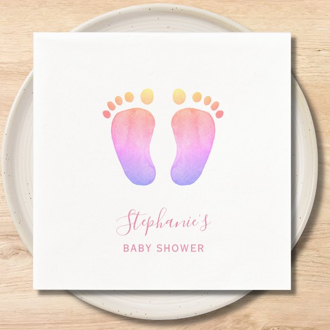 Rosa Baby Feet Baby Shower Pappersservett (Skapare uppladdad)