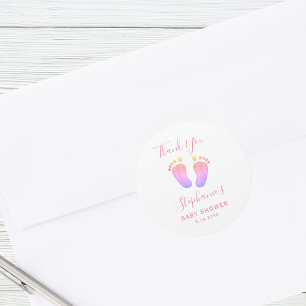 Rosa Baby Feet Baby Shower Tack Runt Klistermärke