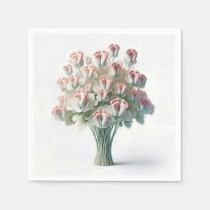 Rosa Baby Feet Blommigt Bouquet Pappersservett