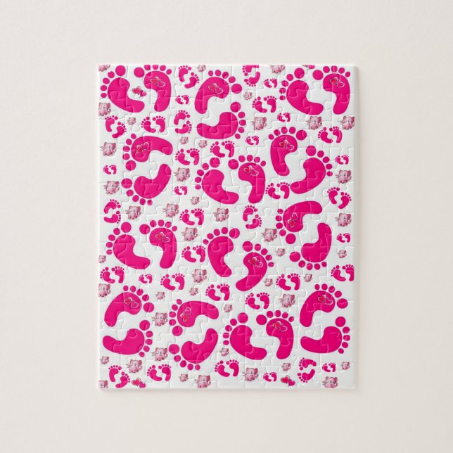 Rosa Baby Feet Elephants Jigszle Puzzle Daisy Pussel (Vertikal)