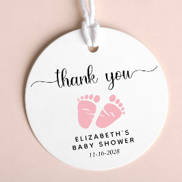 Rosa Baby Feet Flicka Shower Tack Gåvor Etiketter