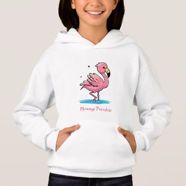 Rosa Baby Flamingo i Vatten T Shirt (Framsida)