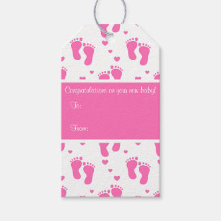 Rosa Baby fotavtryck Presentetikett
