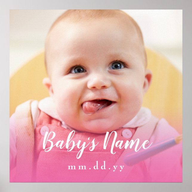 Rosa Baby-foto (anpassa text och foto) Poster (Framsidan)