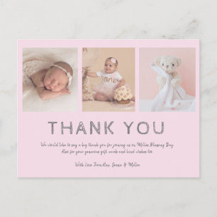 Rosa baby-fototackkort, baptism/flickor vykort