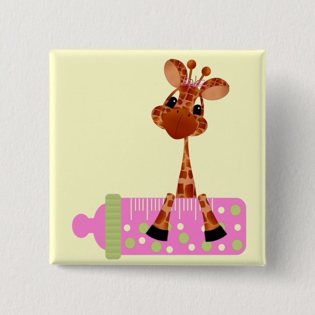 Rosa Baby Giraffe Button Knapp (Framsida)