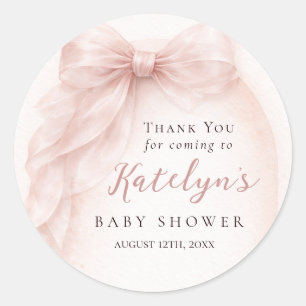 Rosa baby girl-babyshower med vattenfärg och roset runt klistermärke