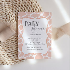 Rosa Baby Girl Giraff Bebis Shower Inbjudan