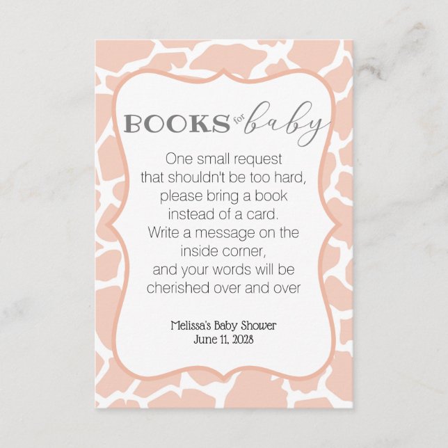 Rosa Baby Girl Giraffe Böcker för Bebis Tilläggskort (Framsida)