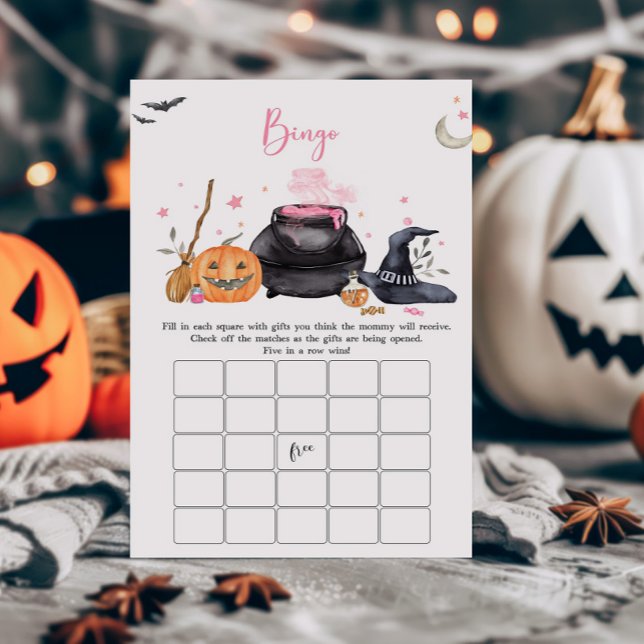 Rosa Baby håller på att andas babyskor Bingo-spel (Baby is Brewing Baby Shower Bingo Game)