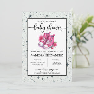 Rosa Baby High Toppar Baby Shower Inbjudningar