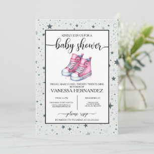 Rosa Baby High Toppar Baby Shower Inbjudningar