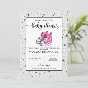 Rosa Baby High Toppar Baby Shower Inbjudningar