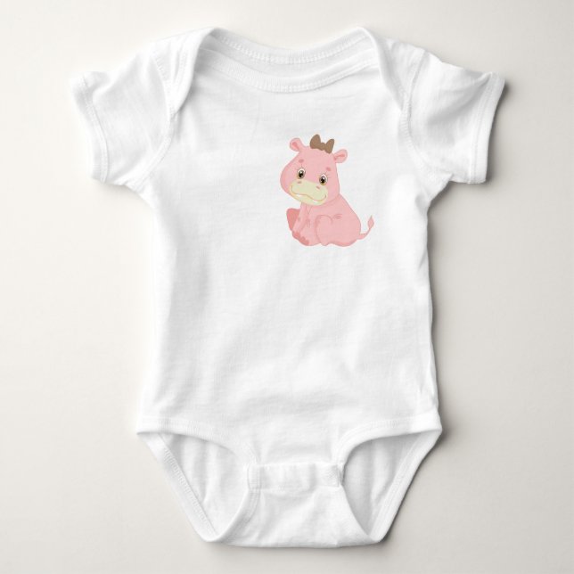 Rosa Baby Hippo T Shirt (Framsida)