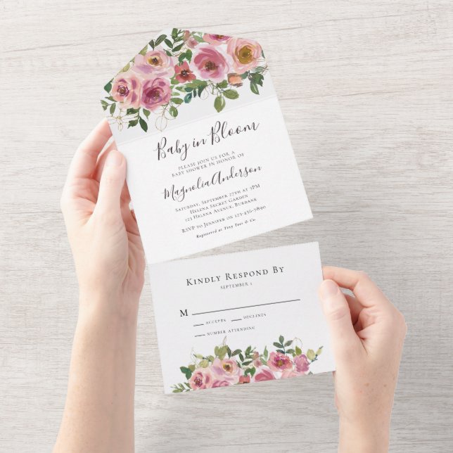  Rosa Baby i babyskor i bloom (Avrivbar del)