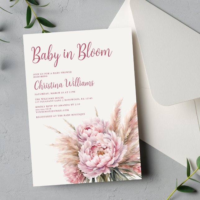  Rosa Baby i babyskor i bloom Inbjudningar (Skapare uppladdad)