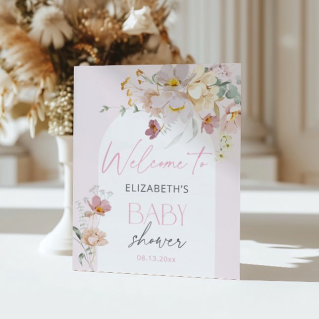 Rosa Baby i blom Floral Välkomstskylt Poster (Skapare uppladdad)