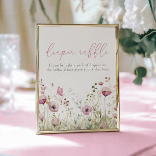 Rosa Baby I Blom Florala Vildblomma Blöjlotteri Poster