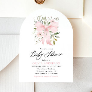 Rosa baby i blommande blomster flicka baby shower inbjudningar