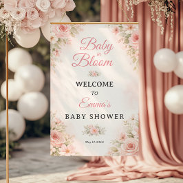 Rosa Baby i blomning Blommig Välkomstskylt Poster