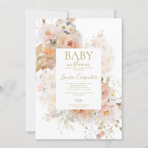 Rosa Baby i Bloom Baby Shower Girl Girl Inbjudningar
