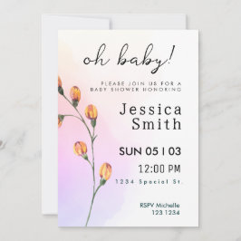 Rosa Baby i Bloom Baby Shower Inbjudan