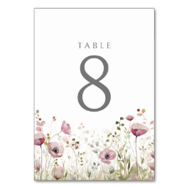 Rosa Baby i Bloom Blommigt Wildblomma Baby Shower Bordsnummer