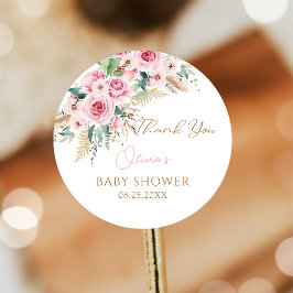 Rosa Baby i Bloom Boho Blommigt Baby Shower Gåvor Etiketter