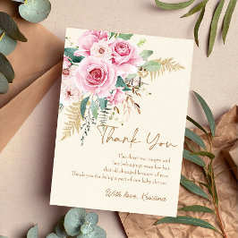 Rosa Baby i Bloom Boho Blommigt Baby Shower Tack Kort