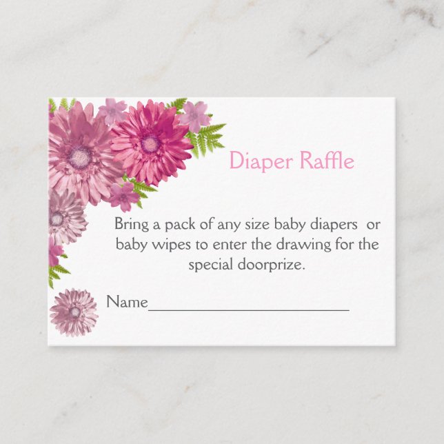 Rosa Baby i bloom Brunch Shower Diaper Raffle Tilläggskort (Framsida)