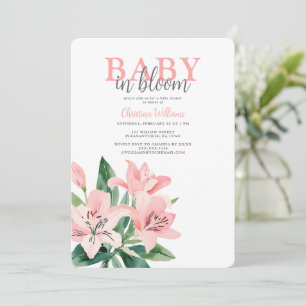 Rosa Baby i Bloom Girl Baby Shower Inbjudningar