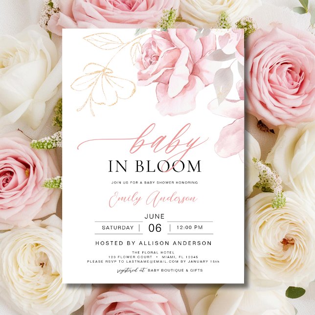  Rosa Baby i Bloom Shower Blommigt Girl Inbjudningar (Skapare uppladdad)