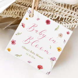 Rosa Baby i Bloom Shower Gåvor Etiketter