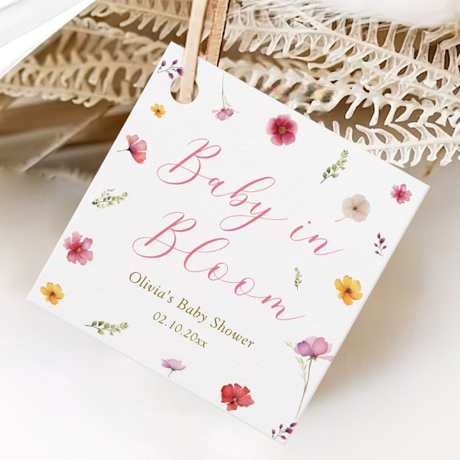 Rosa Baby i Bloom Shower Gåvor Etiketter (Skapare uppladdad)