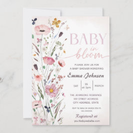 Rosa Baby i Bloom WildblomBaby Shower Inbjudningar