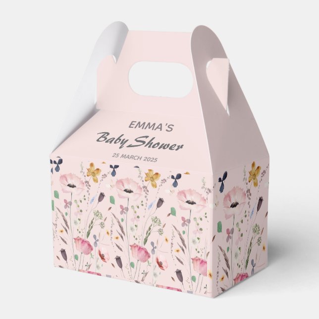 Rosa Baby i Bloom WildblomBaby Shower Presentaskar (Framsidan Sidan)