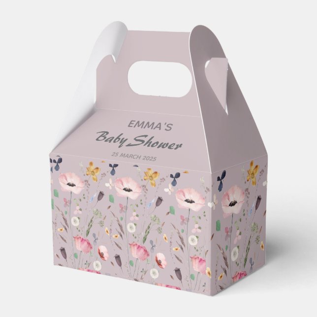 Rosa Baby i Bloom WildblomBaby Shower Presentaskar (Framsidan Sidan)