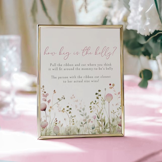 Rosa Baby i Bloom Wildblomme Belly Guessing Game Poster (Skapare uppladdad)