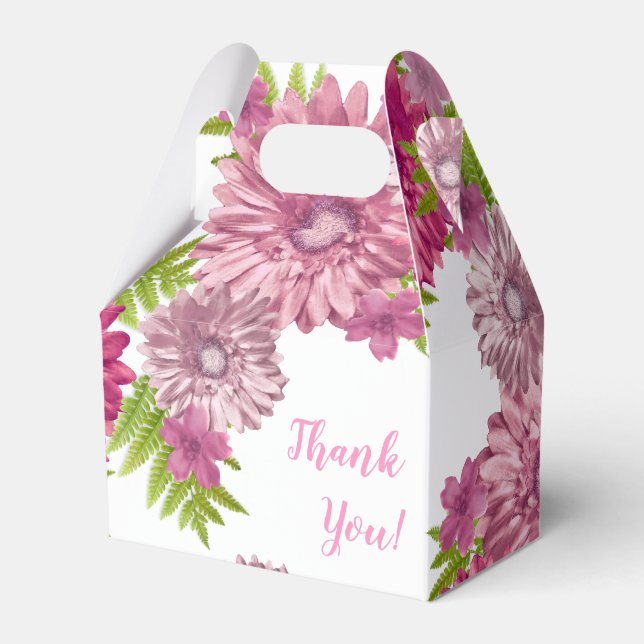 Rosa Baby i Tack i bloom Brunch Shower Presentaskar (Framsidan Sidan)