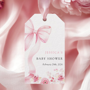 Rosa Baby in Bloom Baby Shower Present Taggar Presentetikett