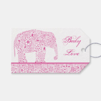 Rosa Baby Kärlek Elephant Gift Märkre Presentetikett