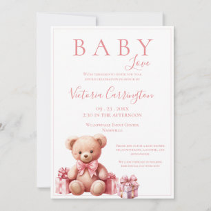 Rosa Baby Kärlek Vattenfärgskena Babykläder Inbjudningar
