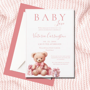 Rosa Baby Kärlek Vattenfärgskena Babykläder Inbjudningar
