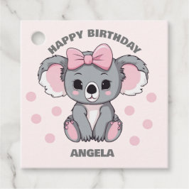 Rosa Baby Koala Bear Gåvor Etiketter